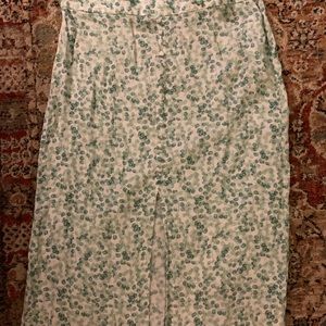 h&m midi leaf skirt with slit and buttons